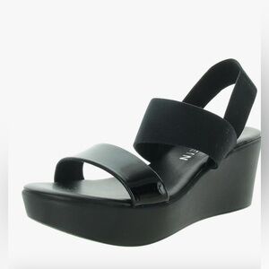 Anne Klein Black Platform Strappy Wedges Y2K style - size 5.5 NWOT